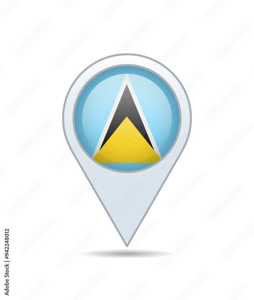 Saint Lucia - flag pin for map. Vector illustration. Saint Lucia - flag pin for map. Vector illustration.