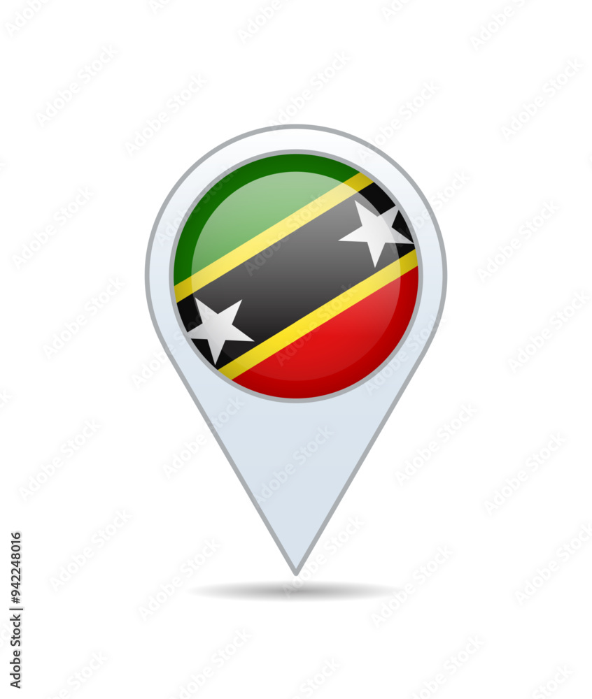 Fototapeta premium Saint Kitts and Nevis - flag pin for map. Vector illustration.