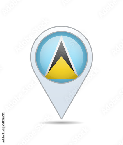 Saint Lucia - flag pin for map. Vector illustration.