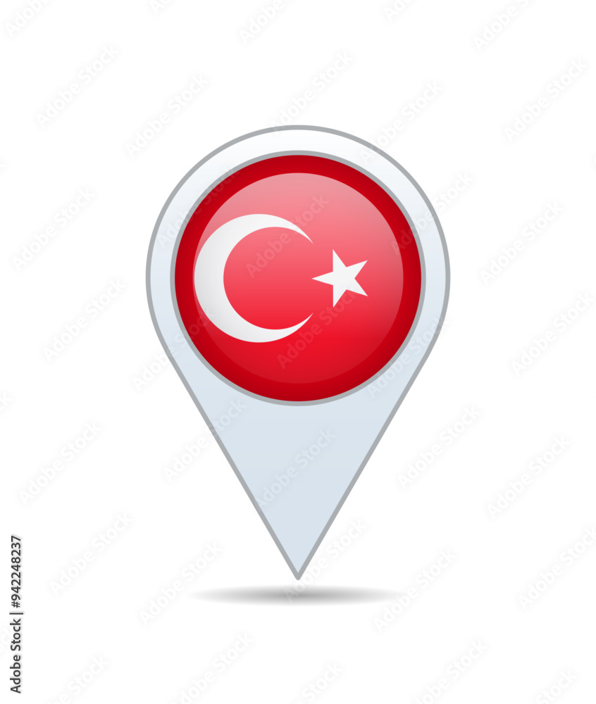 Turkey - flag pin for map. Vector illustration. Turkey - flag pin for map. Vector illustration.