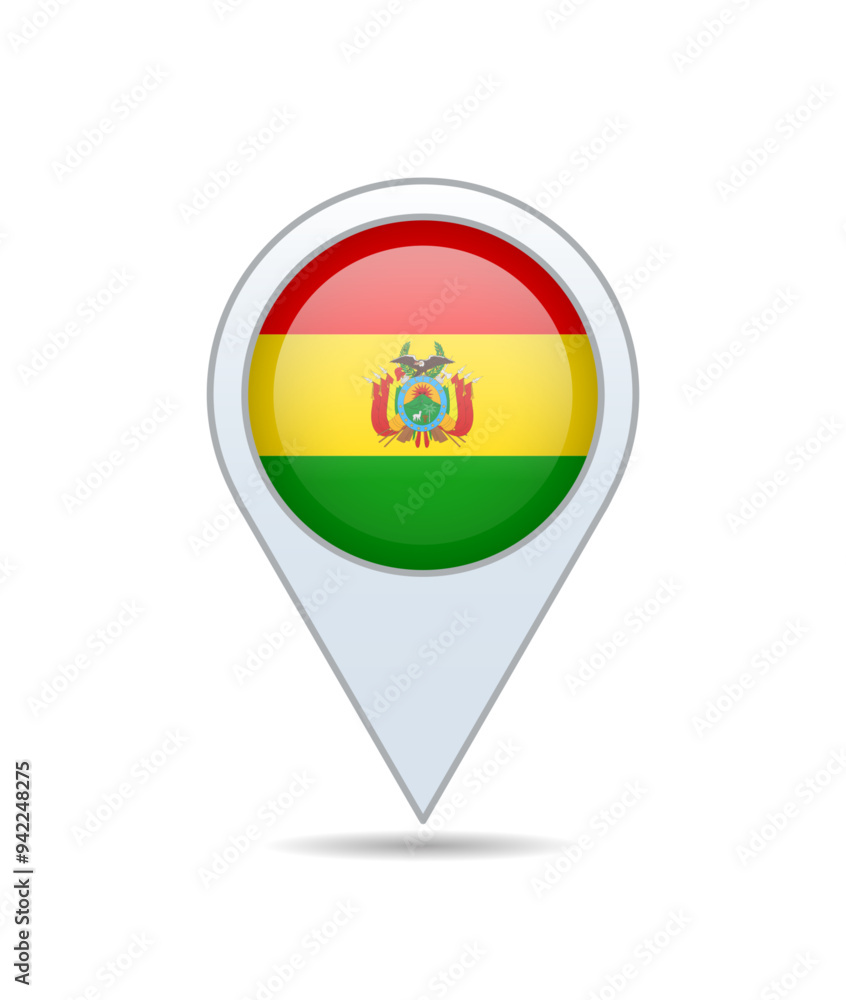 Fototapeta premium Bolivia - flag pin for map. Vector illustration.