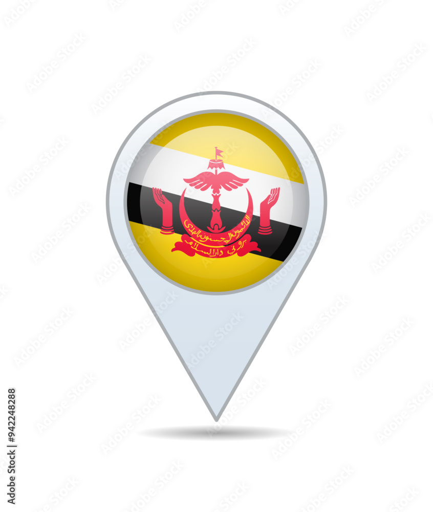 Obraz premium Brunei - flag pin for map. Vector illustration.
