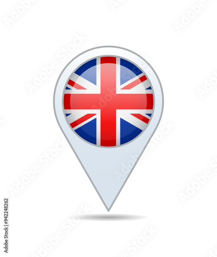 United Kingdom - flag pin for map. Vector illustration.