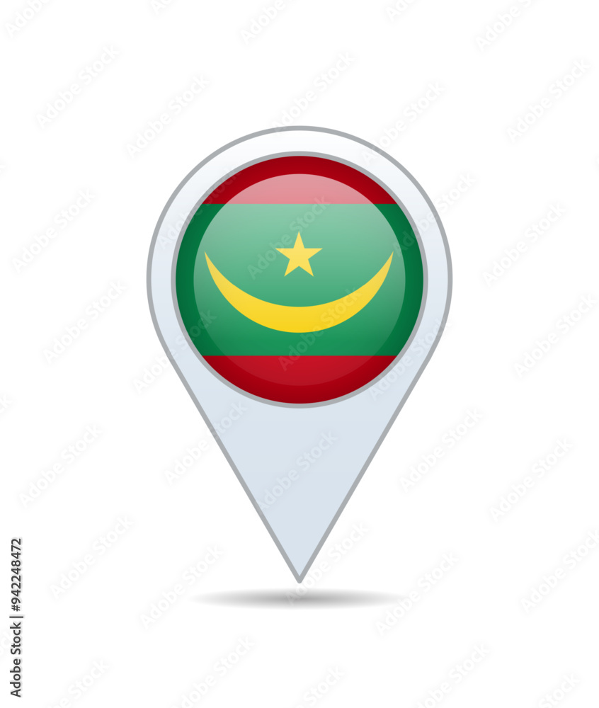 Mauritania - flag pin for map. Vector illustration. Mauritania - flag pin for map. Vector illustration.
