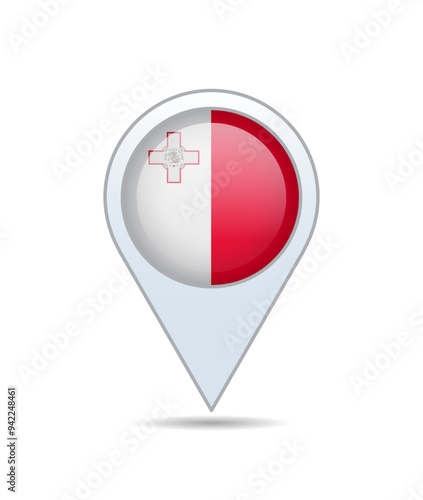 Malta - flag pin for map. Vector illustration.