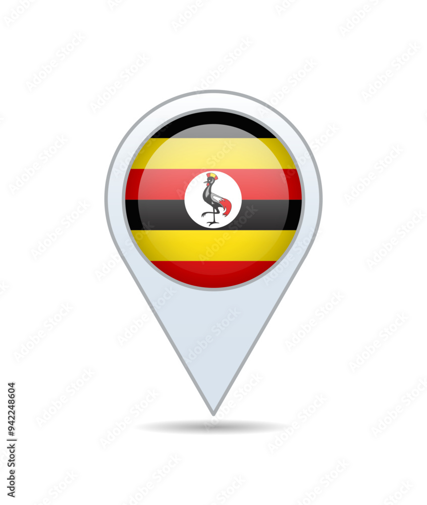 Uganda - flag pin for map. Vector illustration. Uganda - flag pin for map. Vector illustration.