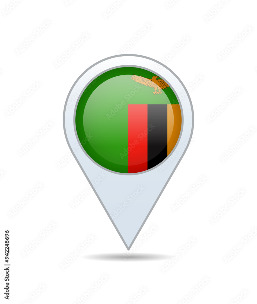 Zambia - flag pin for map. Vector illustration. Zambia - flag pin for map. Vector illustration.