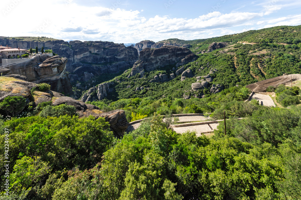 Panoramic view of Meteora Monasteries, Thessaly, Greece