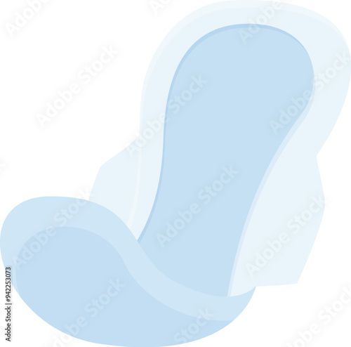 Blue sanitary pad is shown, representing women's health and hygiene during menstruation