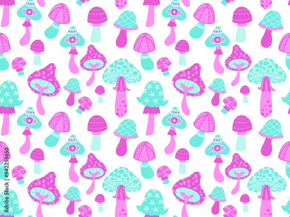 Cartoon autumn harvest seamless Halloween mushrooms pattern Cartoon autumn harvest seamless Halloween mushrooms pattern