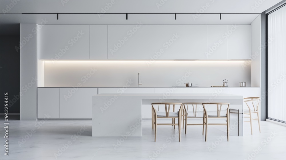 Minimalist kitchen is bright and airy, simple furnishings. Minimalist kitchen is bright and airy, simple furnishings.