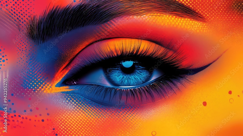 Vibrant Abstract Face with Blue Eye and Orange Eyebrow - Colorful Digital Art Illustration for Creative Projects and Modern Design Vibrant Abstract Face with Blue Eye and Orange Eyebrow - Colorful Digital Art Illustration for Creative Projects and Modern Design
