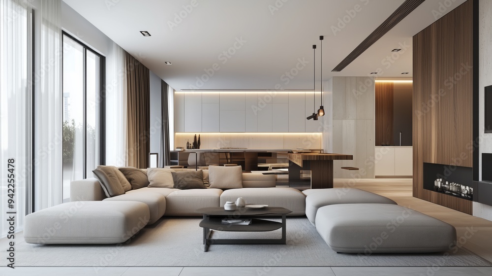 Modern living room. The room has a modern and minimalist design. Modern living room. The room has a modern and minimalist design.