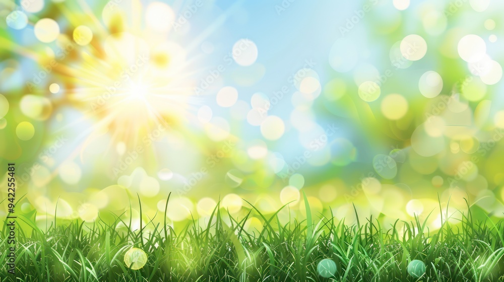 Obraz premium Sunny Day with Grass and Bokeh