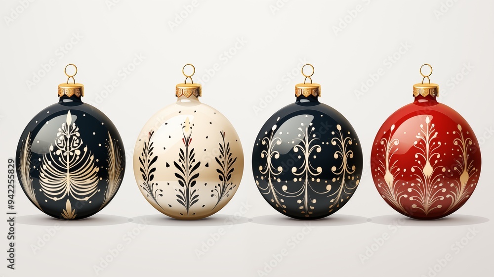 Collection set of various Christmas ornaments isolated on transparent or white background, png Collection set of various Christmas ornaments isolated on transparent or white background, png
