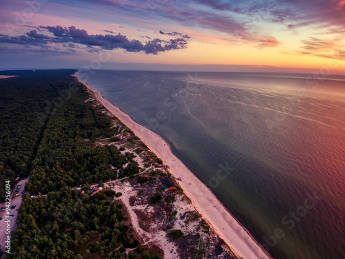 Sunset over the baltic sea. Curonian spit, Kaliningrad, Russia
