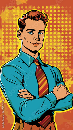 Businessman in comics style. Pop art retro vector illustration vintage kitsch