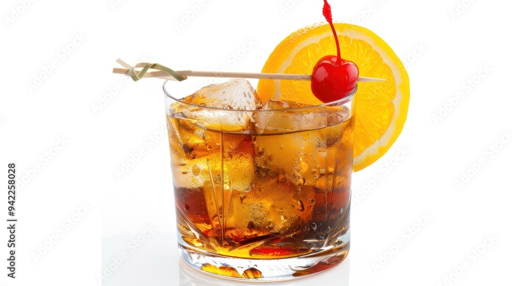 Classic Cocktail with Cherry and Orange