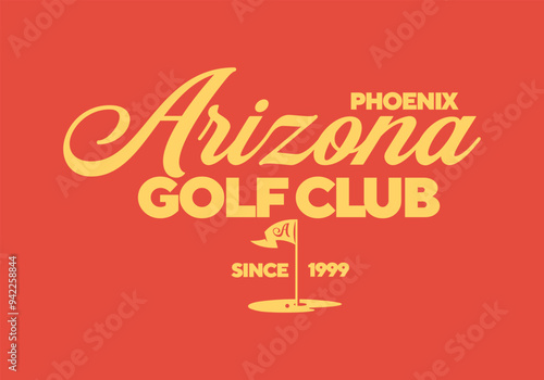Arizona golf club logo. Vintage print for t-shirt. Trendy Hipster design. Vector illustration