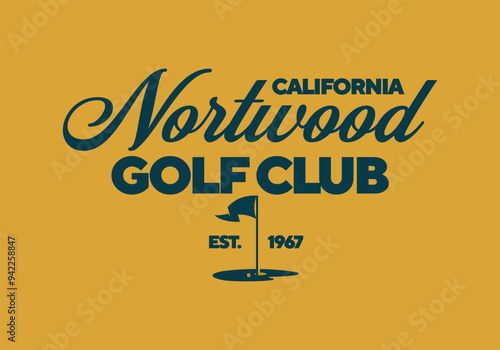 Nortwood Golf Club vintage print for t-shirt. Trendy Hipster design. Vector illustration