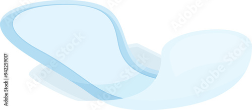 Simple blue sanitary pad is floating on a white background