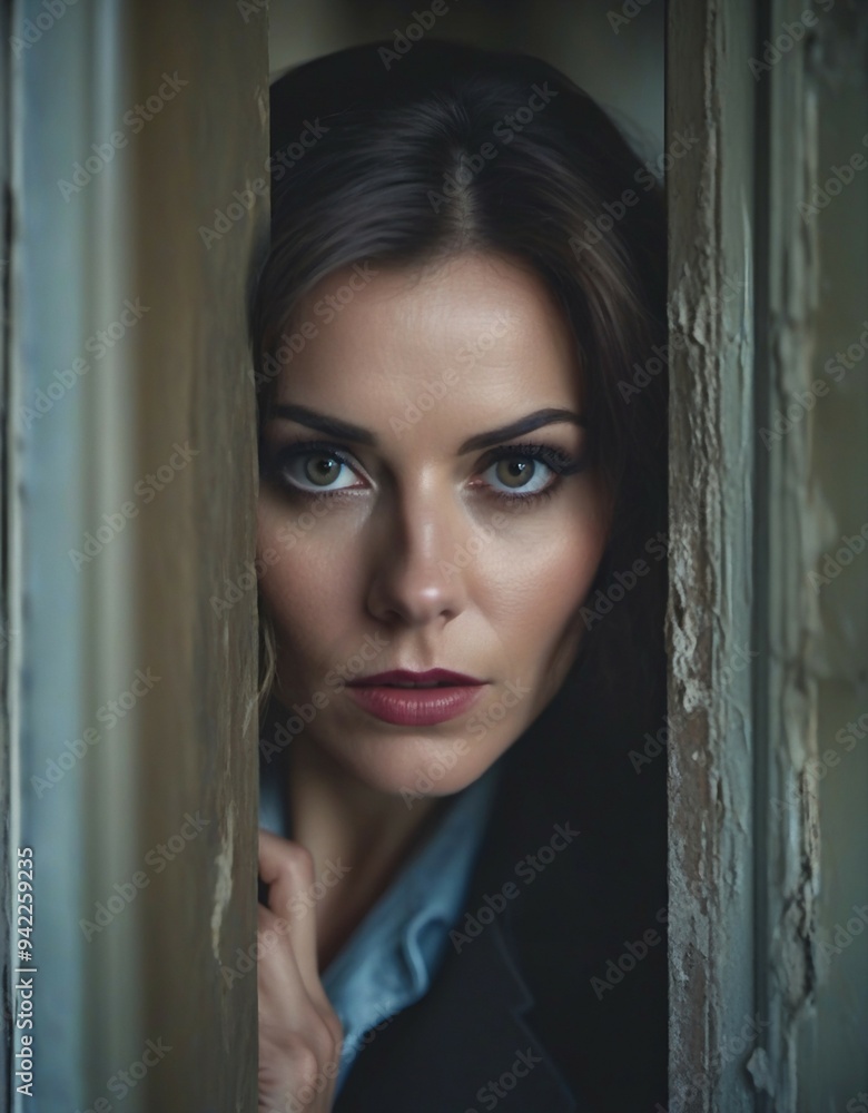 Female detective searching for evidence Female detective searching for evidence