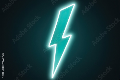 Electric Teal Lightning Bolt with Whimsical Dimension and Glow Effect