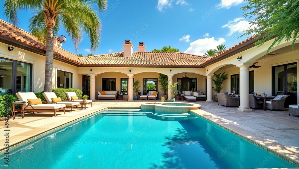 Fototapeta premium Traumsommerhaus mit Pool