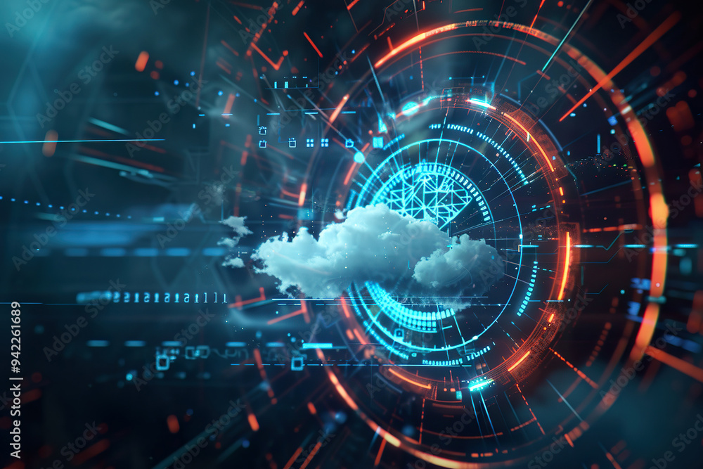 Obraz premium A computer generated image of a cloud with a bright orange center.