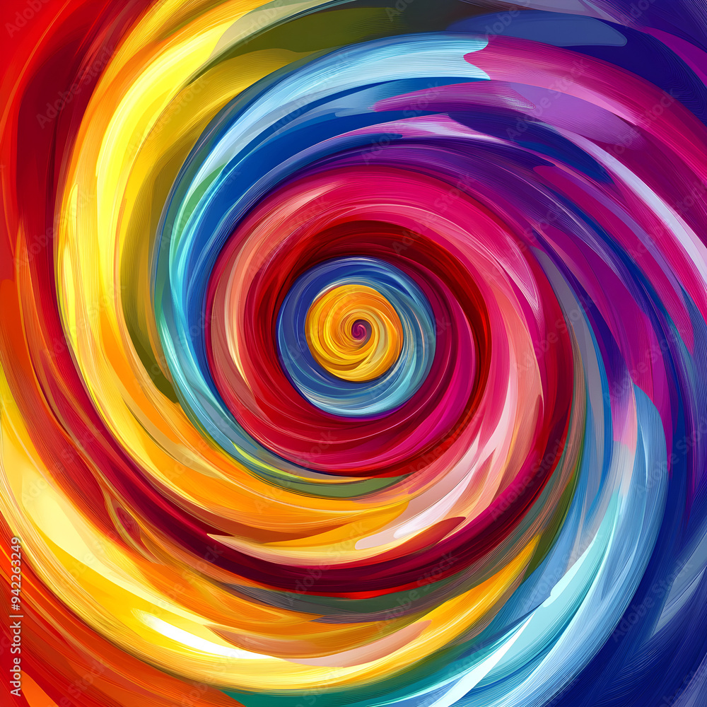 Round colorful spiral pattern with swirling effects in the image Round colorful spiral pattern with swirling effects in the image