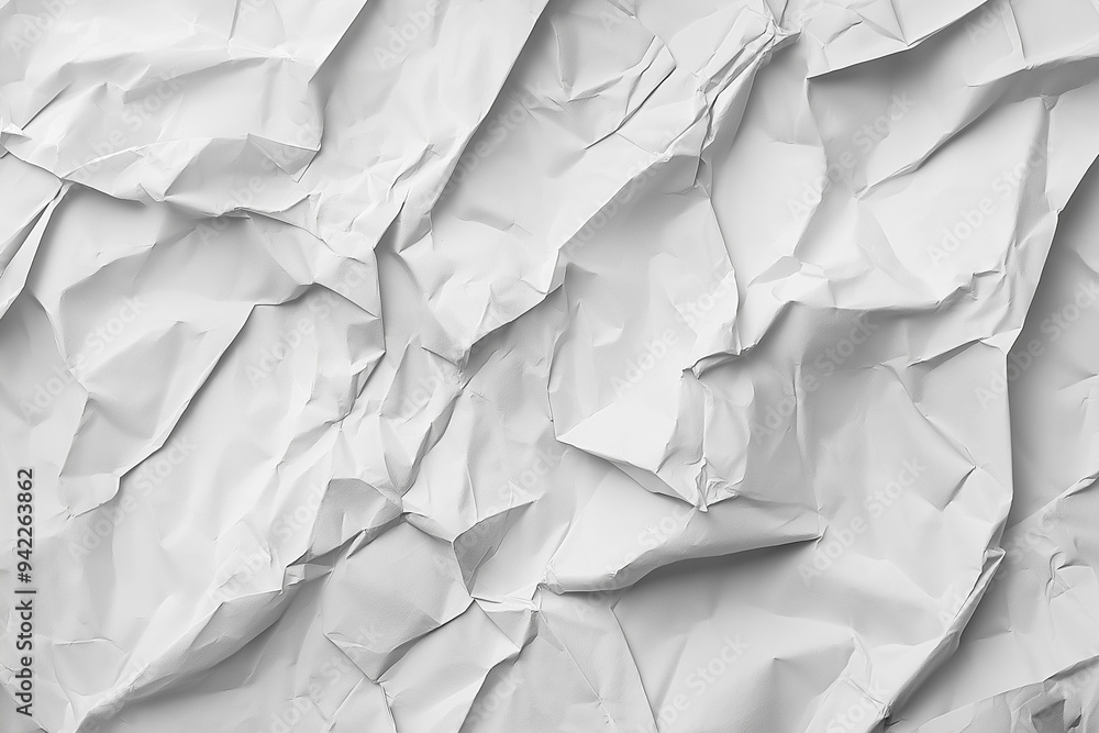 Fototapeta premium Abstract Crumpled White Paper Texture - Minimalist Background Design