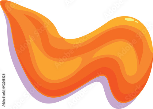 Illustration of an orange liquid flowing and creating an abstract shape