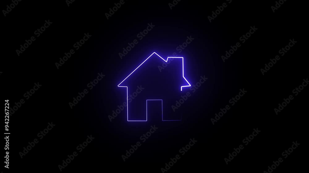 house icon. blueneon style on black background. Light icon house icon. blueneon style on black background. Light icon