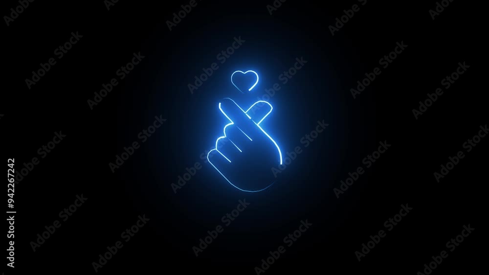 Animation of glowing neon Hand holding a heart love icon isolated . neon heart icon . Animation of glowing neon Hand holding a heart love icon isolated . neon heart icon .