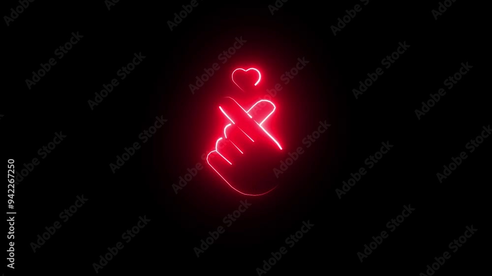Animation of glowing neon Hand holding a heart love icon isolated . neon heart icon . Animation of glowing neon Hand holding a heart love icon isolated . neon heart icon .