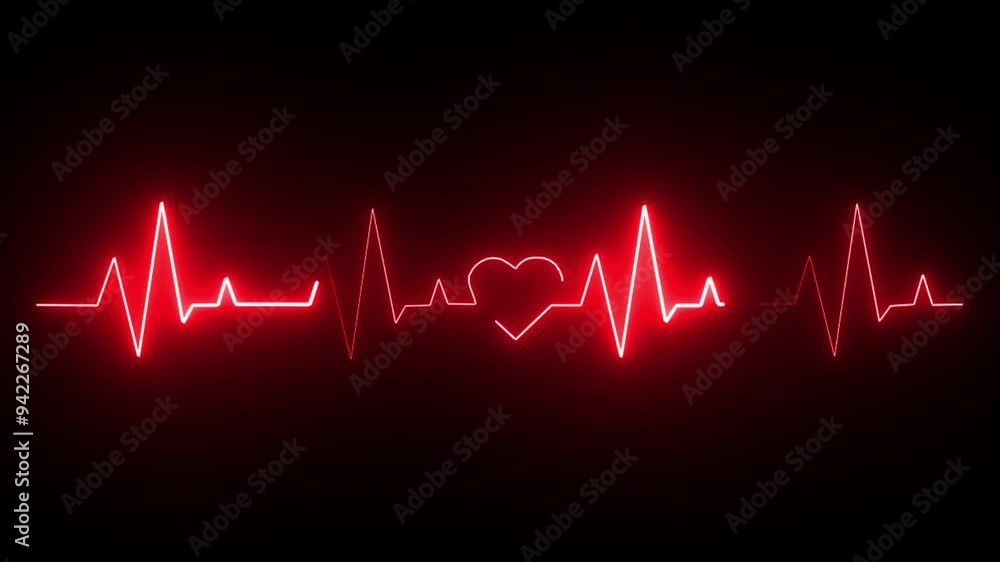 Colorful heartbeat rateon black screen, seamless and loop motion animate footage red coler love icon Colorful heartbeat rateon black screen, seamless and loop motion animate footage red coler love icon