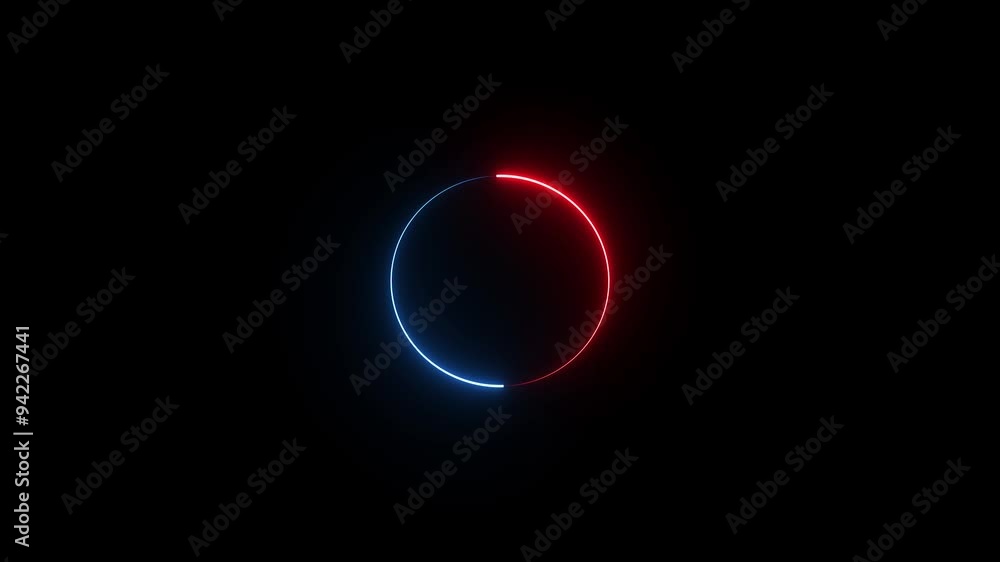 Video of red and blue circle and electricity black background. Video of red and blue circle and electricity black background.