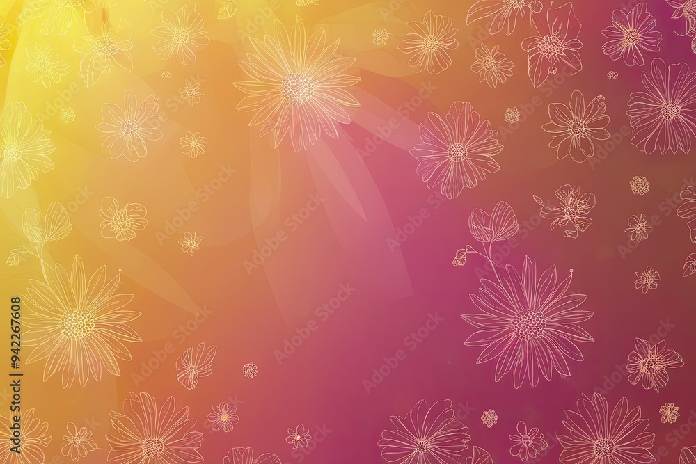 Radiant Shadow Overlay Effect Featuring Floral Patterns on Sunshine-Blushed Background Radiant Shadow Overlay Effect Featuring Floral Patterns on Sunshine-Blushed Background