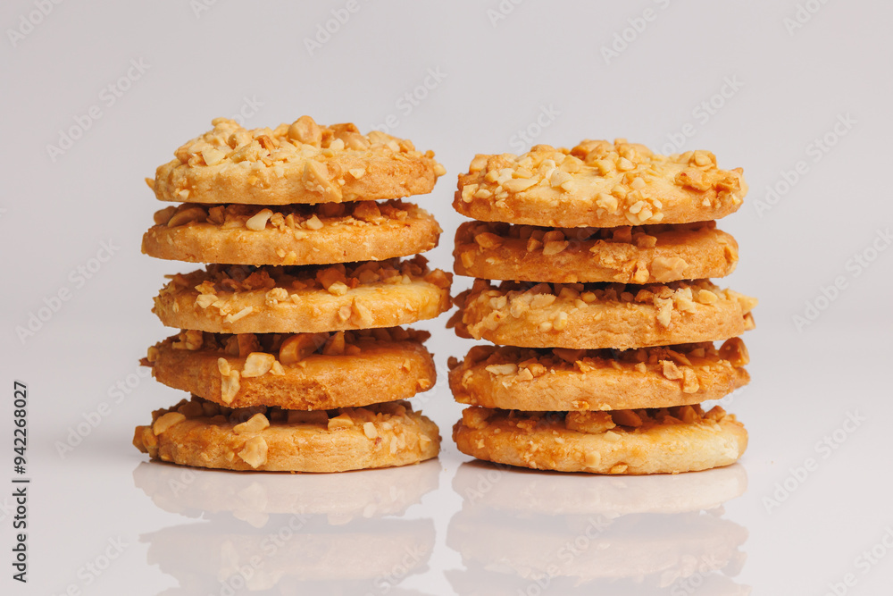 Crispy cookies on a light background. Food photography Crispy cookies on a light background. Food photography