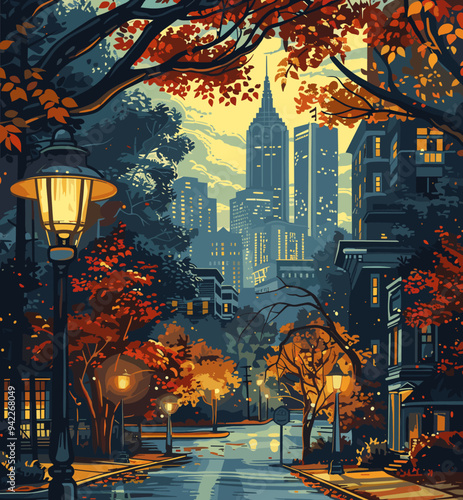Atlanta (Georgia ) city, USA. Touristic Greeting Card, travel poster from Atlanta. Art Vector Illustration