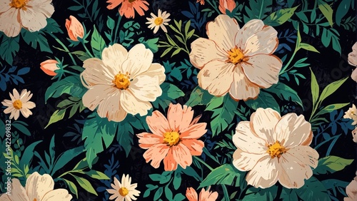 Wallpaper Mural Wallpaper, pattern beautiful roses vintage styles Torontodigital.ca