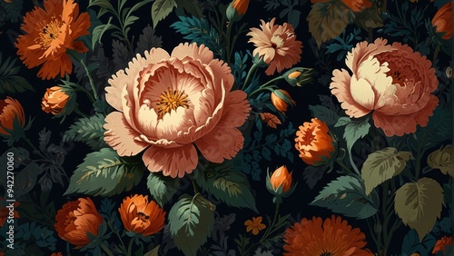 Wallpaper Mural Wallpaper, pattern beautiful roses vintage styles Torontodigital.ca