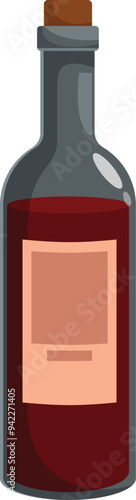 Classic bottle of red wine is standing with a blank label ready for your brand