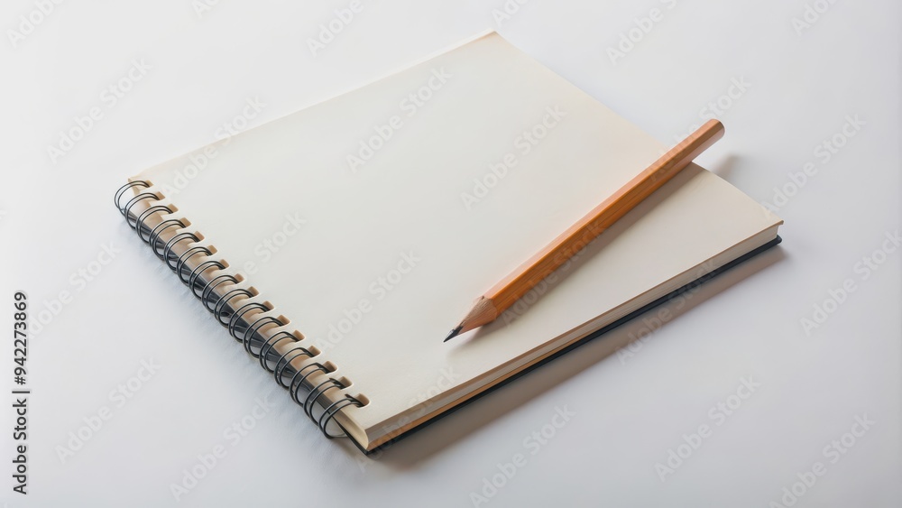 Sketch book with pencil on white background , drawing, art, school supplies, sketching, creativity, design, blank page Sketch book with pencil on white background , drawing, art, school supplies, sketching, creativity, design, blank page
