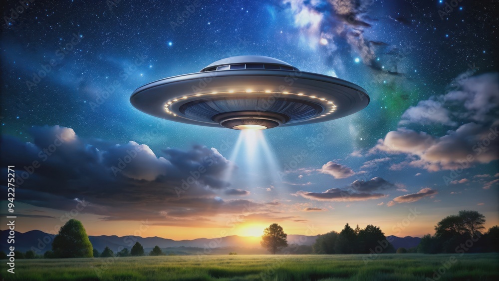 An unidentified flying object in the night sky, mystery, spacecraft, alien, extraterrestrial, conspiracy An unidentified flying object in the night sky, mystery, spacecraft, alien, extraterrestrial, conspiracy