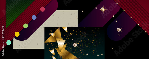 Christmas gold design black background abstract shiny color golden design trends 2025 2026
