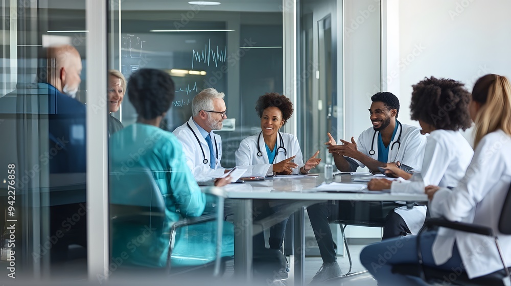 Diverse group of doctors in a meeting. Diverse group of doctors in a meeting.