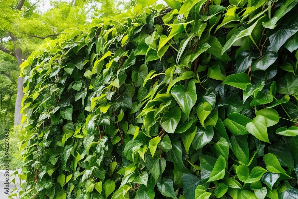 Fototapeta premium Vibrant Green Nature Setting with Three Dimensional Climbing Plant