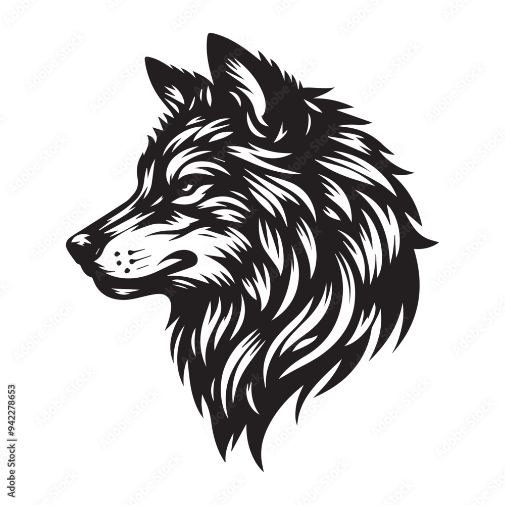 vector wolf head silhouette and white background vector wolf head silhouette and white background