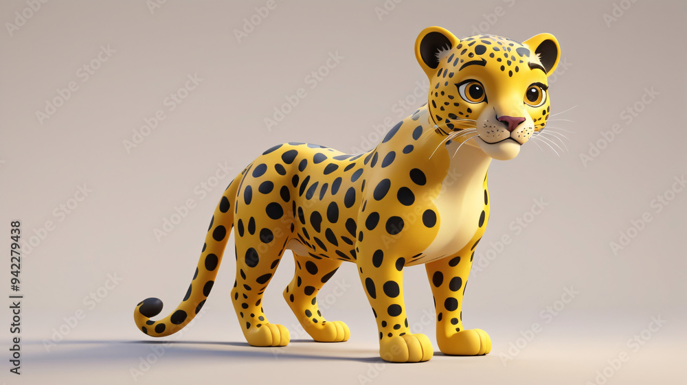 Cute Leopard 3D rendered animal, children kid books or games character, dynamic dimensions multiverse Cute Leopard 3D rendered animal, children kid books or games character, dynamic dimensions multiverse